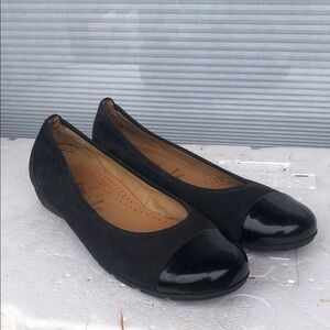 Gabor Black Flats with Patent Toe